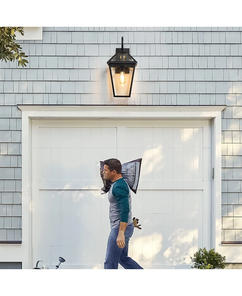 Flynama 21"(H) -Pack Outdoor Wall Lantern Light – Modern Metal and Clear Glass Sconce for Porch, Patio