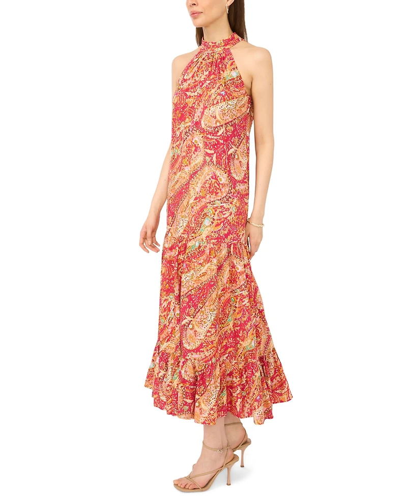 Msk Women's Halter Neck Tiered Maxi Dress