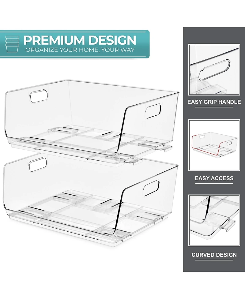 Sorbus Large Stackable Open Front Storage Bins - For Pantry