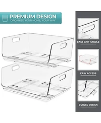 Sorbus Large Stackable Open Front Storage Bins - For Pantry