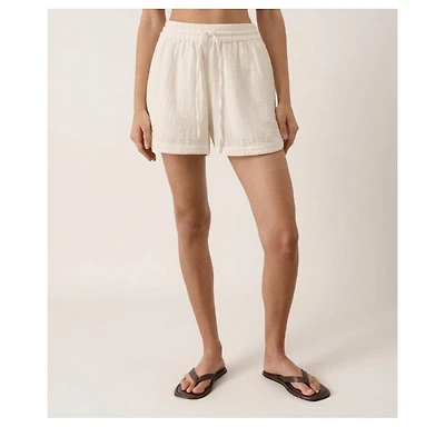 Pact Women's Organic Cotton Coastal Double Gauze Curved Hem Short