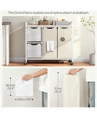 Yigii Laundry Sorter shelve with Hamper Wheels Rolling Basket Pull-out Detachable Bags