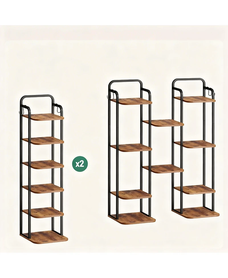 Yigii Vertical Shoe Rack Narrow Tower Adjustable Shelves 2 Hooks