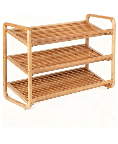 Yigii Bamboo Shoe Shelf Pairs Moisture-Resistant Wood