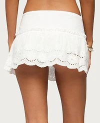 Edikted Women's Iriana Peplum Eyelet Mini Skort