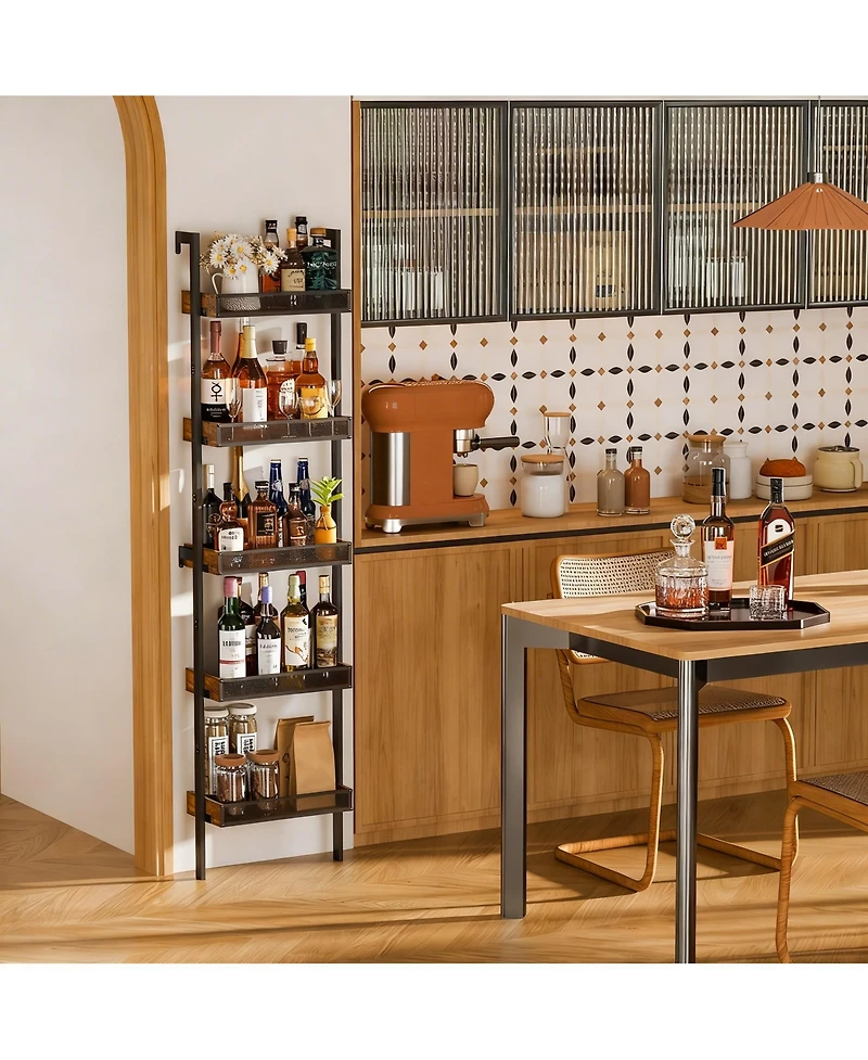 Yigii Wine Rack Bottles Wall Mounted Metal Wood Storage Shelf