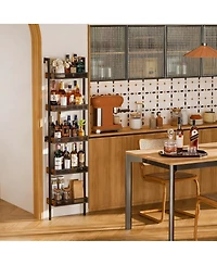 Yigii Wine Rack Bottles Wall Mounted Metal Wood Storage Shelf