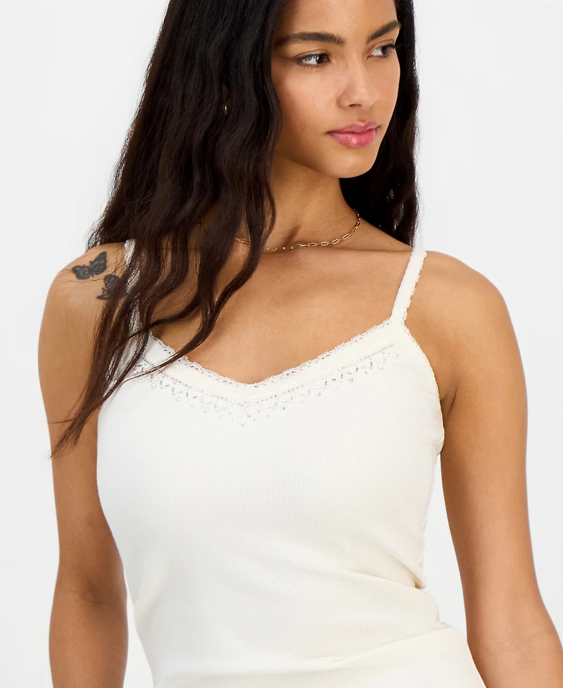 Sincerely Jules Juniors' Beaded-Trim Y2K Camisole