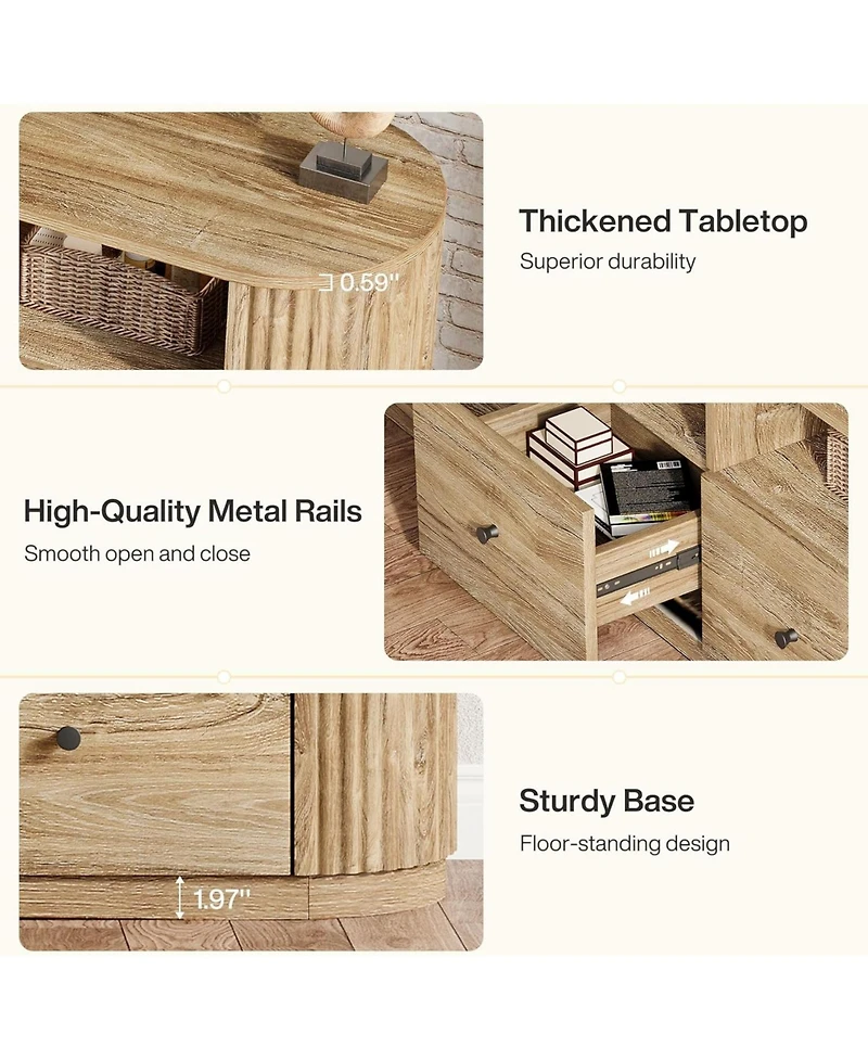 Tribesigns 70.87" Tv Stand for TVs up to 80", Modern Curved Media Console with 3 Drawers and Open Storage,