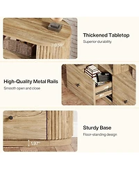 Tribesigns 70.87" Tv Stand for TVs up to 80", Modern Curved Media Console with 3 Drawers and Open Storage,