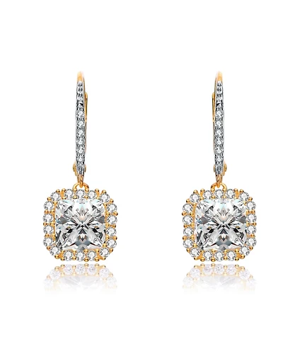 Gv Sterling Silver Plated Cubic Zirconia Square Drop Earrings
