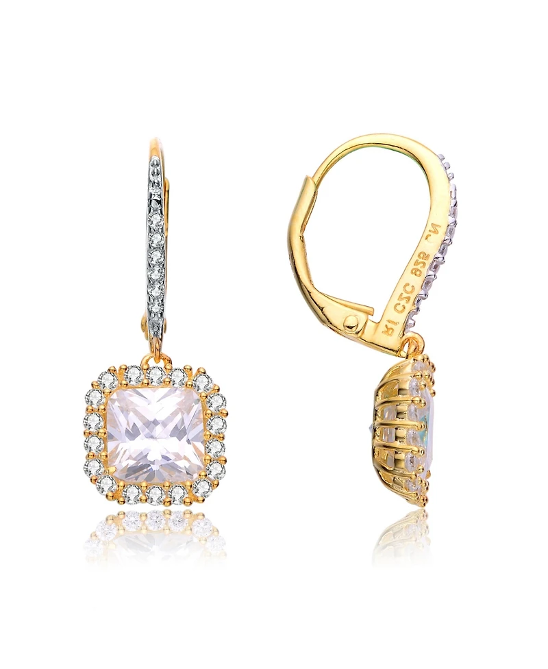 Gv Sterling Silver Plated Cubic Zirconia Square Drop Earrings