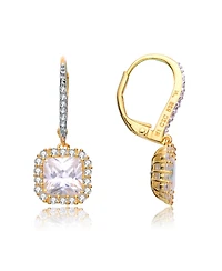 Gv Sterling Silver Plated Cubic Zirconia Square Drop Earrings