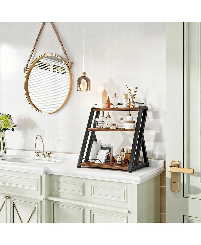 Yigii 3-Tier Spice Rack Countertop Rustic Metal Shelf