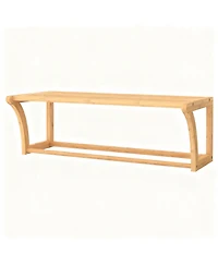 Yigii Bamboo Wall Shelf With Towel Bar Ventilated Storage Rack