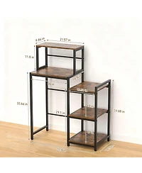 Yigii Mini Fridge Stand Microwave Cabinet 3-Tier Wood Storage Rack Dorm Kitchen