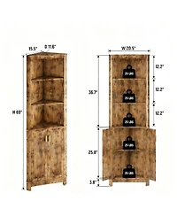 Yigii Corner Cabinet shelf with Fluted Door