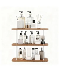 Yigii 3-Tier Adjustable Wood Iron Vanity Storage Shelf Kitchen