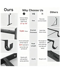 Yigii Closet Rod Bracket Shelf With Hook Wall Mounted 6 Pack