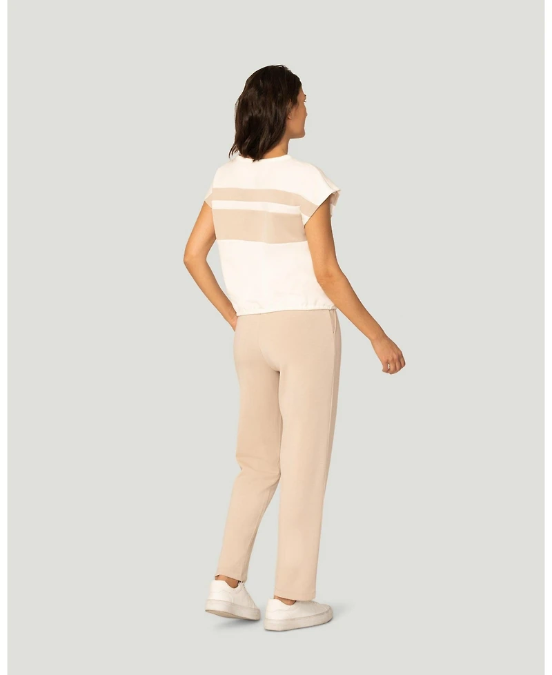 Cable & Gauge Women's Stripe Drawstring Top and Jogger Set