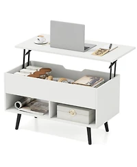 Sugift 31.5 Inch Lift-Top Coffee Table with Hidden Storage and 2 Open Shelves