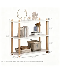 Yigii Wooden Shelf Bookcase Modern Open Storage Rack Free Standing Display Stand