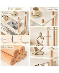 Yigii Wooden Shelf Bookcase Modern Open Storage Rack Free Standing Display Stand