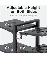 Yigii Pots Pans Organizer Cabinet 5 Adjustable Tiers Carbon Steel Rack Kitchen Storage