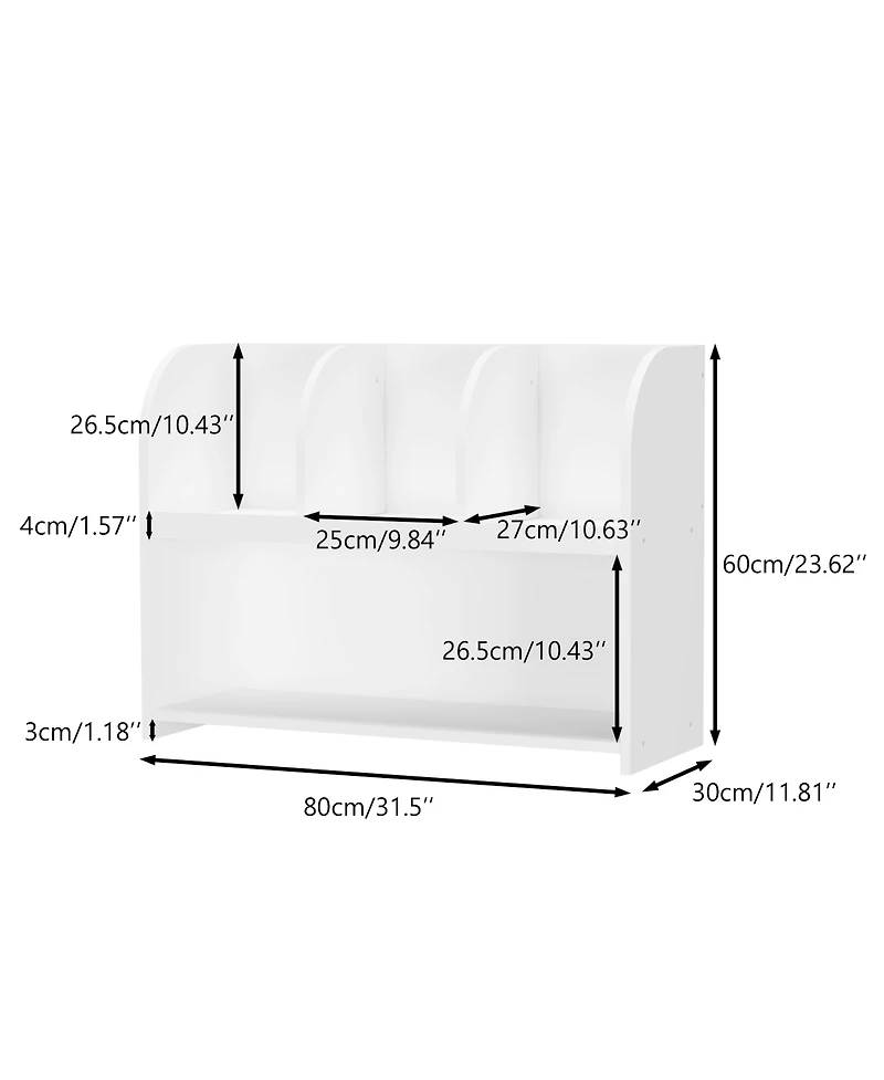 Rainsken Kids Bookcase with 4 Compartments, Toy and Book Storage Shelf, Display Rack for Children's Room, Playroom, Nursery