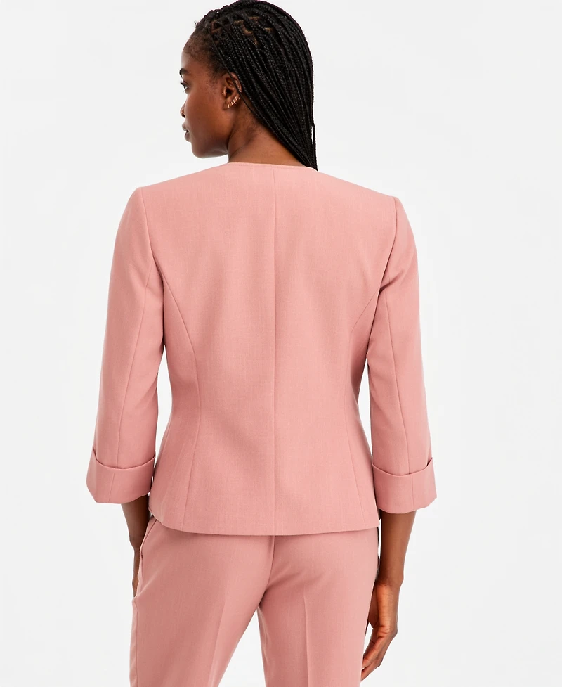 Kasper Women's Cuffed 3/4-Sleeve Collarless Jacket