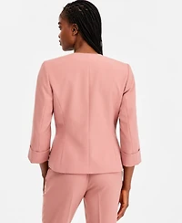 Kasper Women's Cuffed 3/4-Sleeve Collarless Jacket