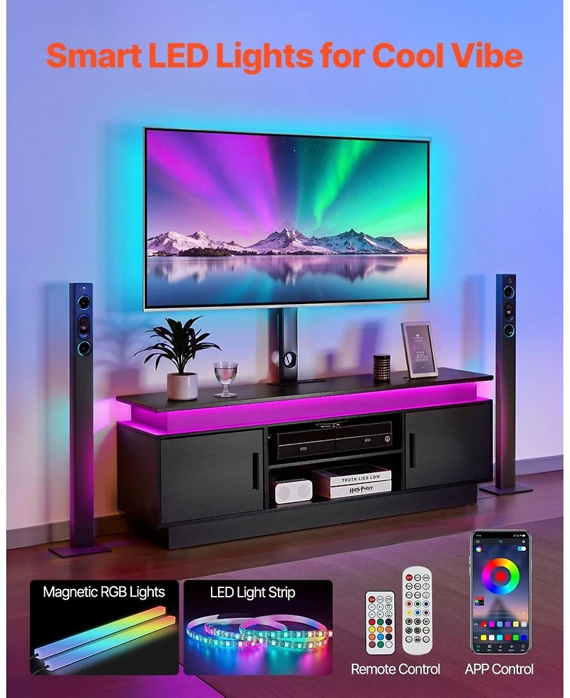 Gouun Tv Stand with Mount and Led Lights for TVs