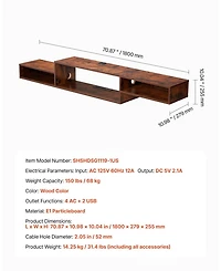 Gouun Floating Tv Stand with Power Outlets and Storage