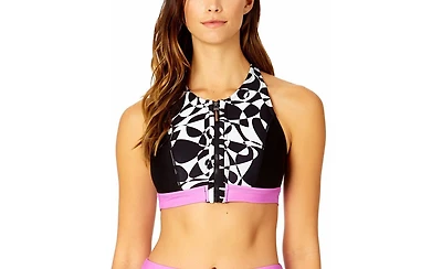 Coppersuit Women's Colorblock Zip Longline Bra Swim Top
