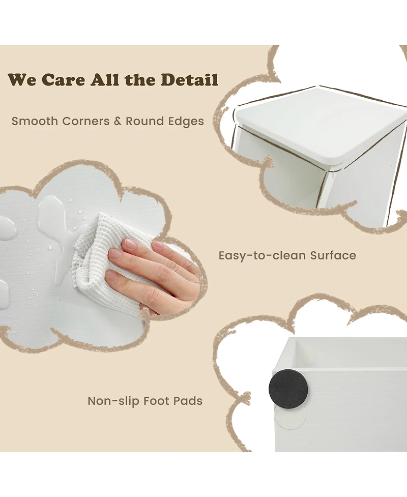 Slickblue 40 Inch Kids Bookshelf with Reading Nook and 6 Open Cubes