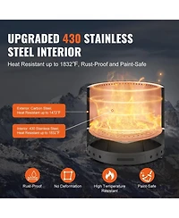 Gouun 15 in Smokeless Fire Pit with Removable Ash Pan for Patio and Camping