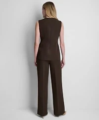 Dkny Petite Longline Crewneck Vest Mid Rise Zip Front Trouser Pants