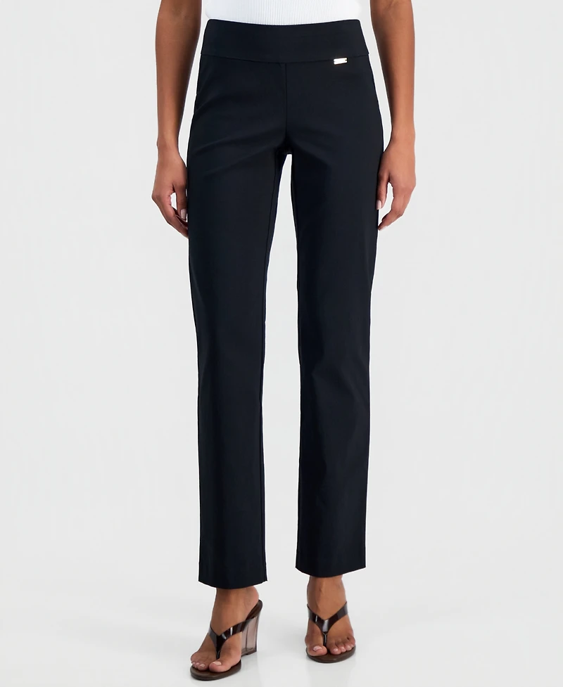 I.n.c. International Concepts Women's Tummy-Control Pull-On Straight-Leg Pants, Created for Macy's