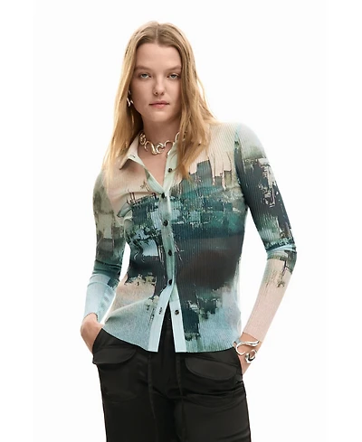 Desigual Women's Buttoned texture t-shirt