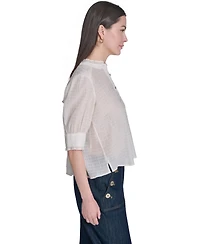 Tommy Hilfiger Women's Puff-Sleeve Button-Front Top