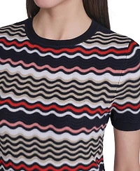 Tommy Hilfiger Women's Crewneck Scallop Stripe Sweater