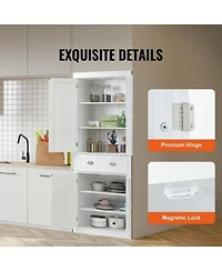 Gouun 72 in Tall Freestanding Kitchen Pantry Storage Cabinet with Adjustable Shelves