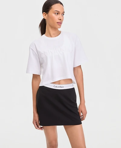 Calvin Klein Performance Women's Puff Graphic Logo Pull-On Cropped T-Shirt