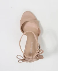 Berness Women's Fia Ankle Strap Heeled Sandal Adorned on the Back with a Double Bow