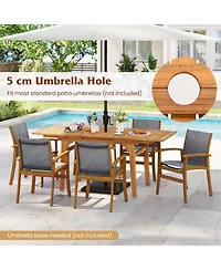 Gymax 9-Piece Acacia Wood Outdoor Dining Set for 6-8 w/ 1.97'' Umbrella Hole