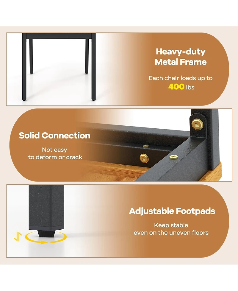 Gymax 7 Pcs Outdoor Dining Set for 6 Acacia Wood Rectangular Table and 6 Armless Chairs