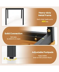 Gymax 7 Pcs Outdoor Dining Set for 6 Acacia Wood Rectangular Table and 6 Armless Chairs