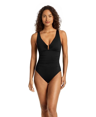 Ralph Lauren Ring Over The Shoulder Tummy Control One Piece Swimsuit