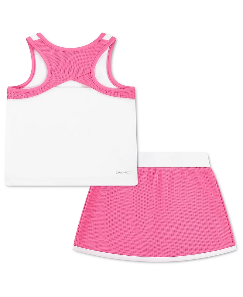 Nike Girls' Toddler 2T-4T Dri-fit Color-Blocked Tank Top and Scooter Skort, 2-Piece Set