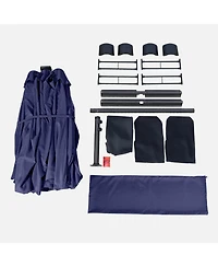 Mondawe 15ft Double-Sided Solar Rgb Led Patio Umbrella with Base, Dual Charging